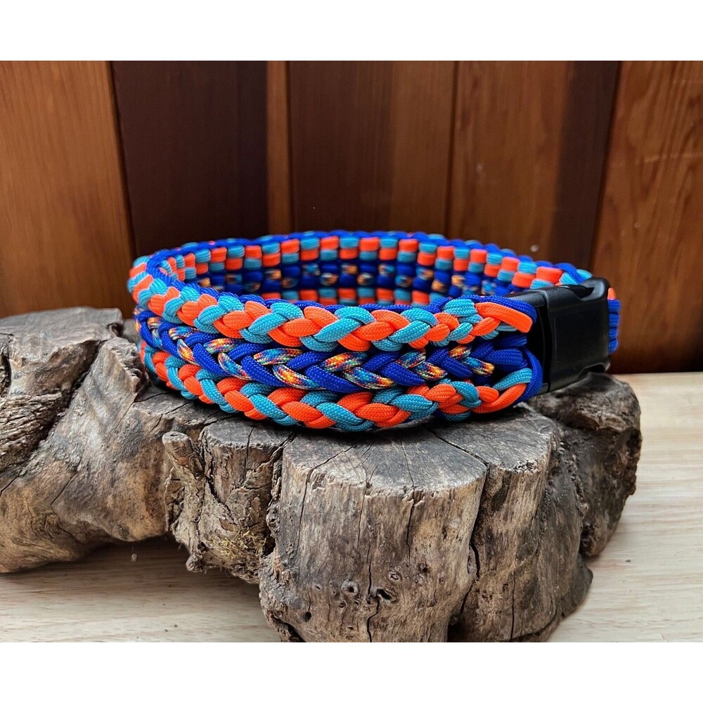 Fits 17.5 in. Neck Size, Quick Release Paracord Dog Collar HANDMADE NEW